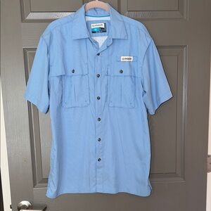 Magellan Outdoors Light Blue Short Sleeve Button-Down Fishing Shirt